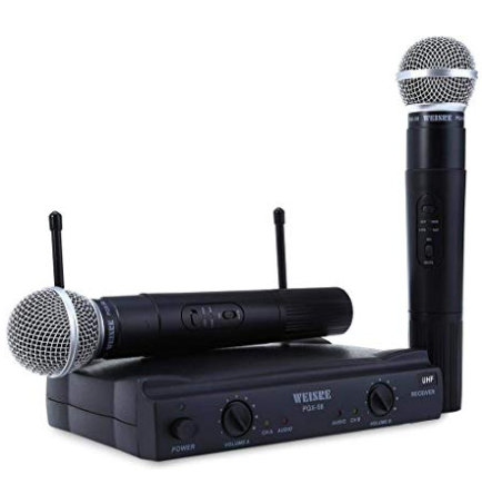 Microfone Profissional duplo Sem Fio Weisre Pgx-51 Uhf - R$ 245,00