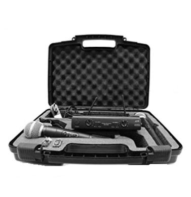 Microfone sem Fio PROFISSIONAL UHF Tipo Shure Duplo 50m Maleta Transporte e Pilhas - R$ 354,90